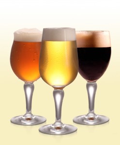 Copa de cerveza lager, copa de cerveza stout y copa de cerveza de abadía