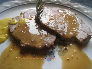 Filetes de Roti de cerdo a la cerveza negra y mostaza antigua